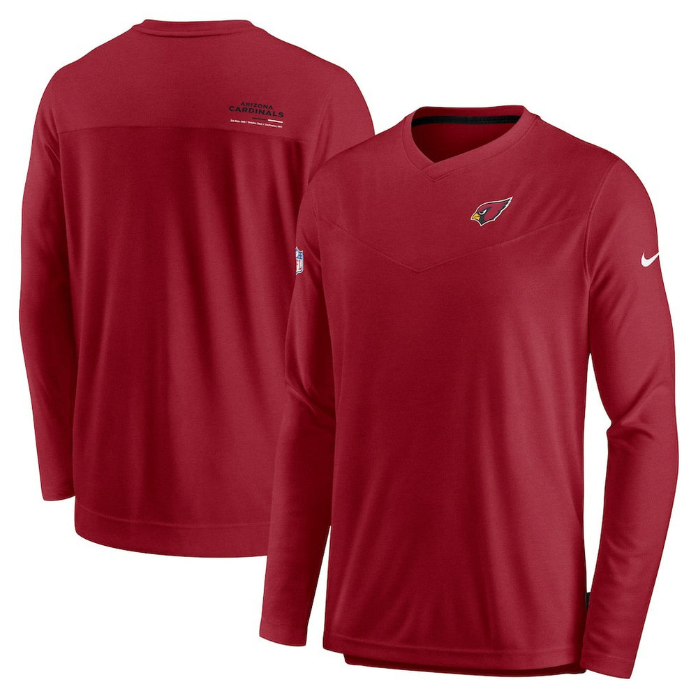 Arizona Cardinals Sideline Coach Chevron Lock Up Long Sleeve V-Neck Performance T-Shirt Cardinal