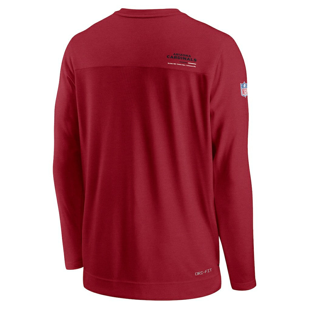 Arizona Cardinals Sideline Coach Chevron Lock Up Long Sleeve V-Neck Performance T-Shirt Cardinal