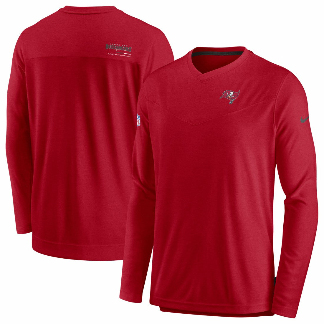 Tampa Bay Buccaneers Sideline Coach Chevron Lock Up Long Sleeve V-Neck Performance T-Shirt Red