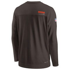 Cleveland Browns Sideline Coach Chevron Lock Up Long Sleeve V-Neck Performance T-Shirt Brown