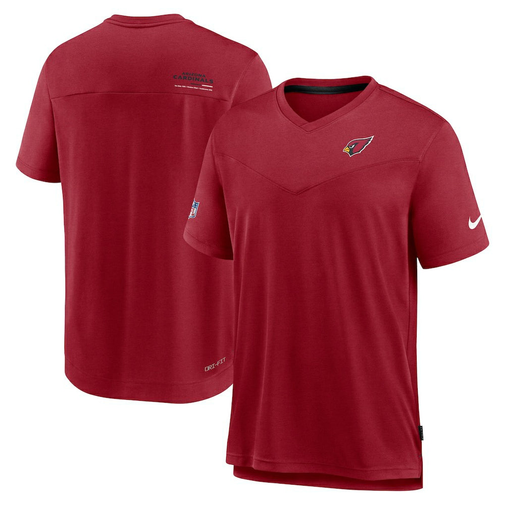 Arizona Cardinals Sideline Coach Chevron Lock Up Logo V-Neck Performance T-Shirt Cardinal