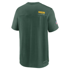 Green Bay Packers Sideline Coach Chevron Lock Up Logo V-Neck Performance T-Shirt Heather Kelly Green