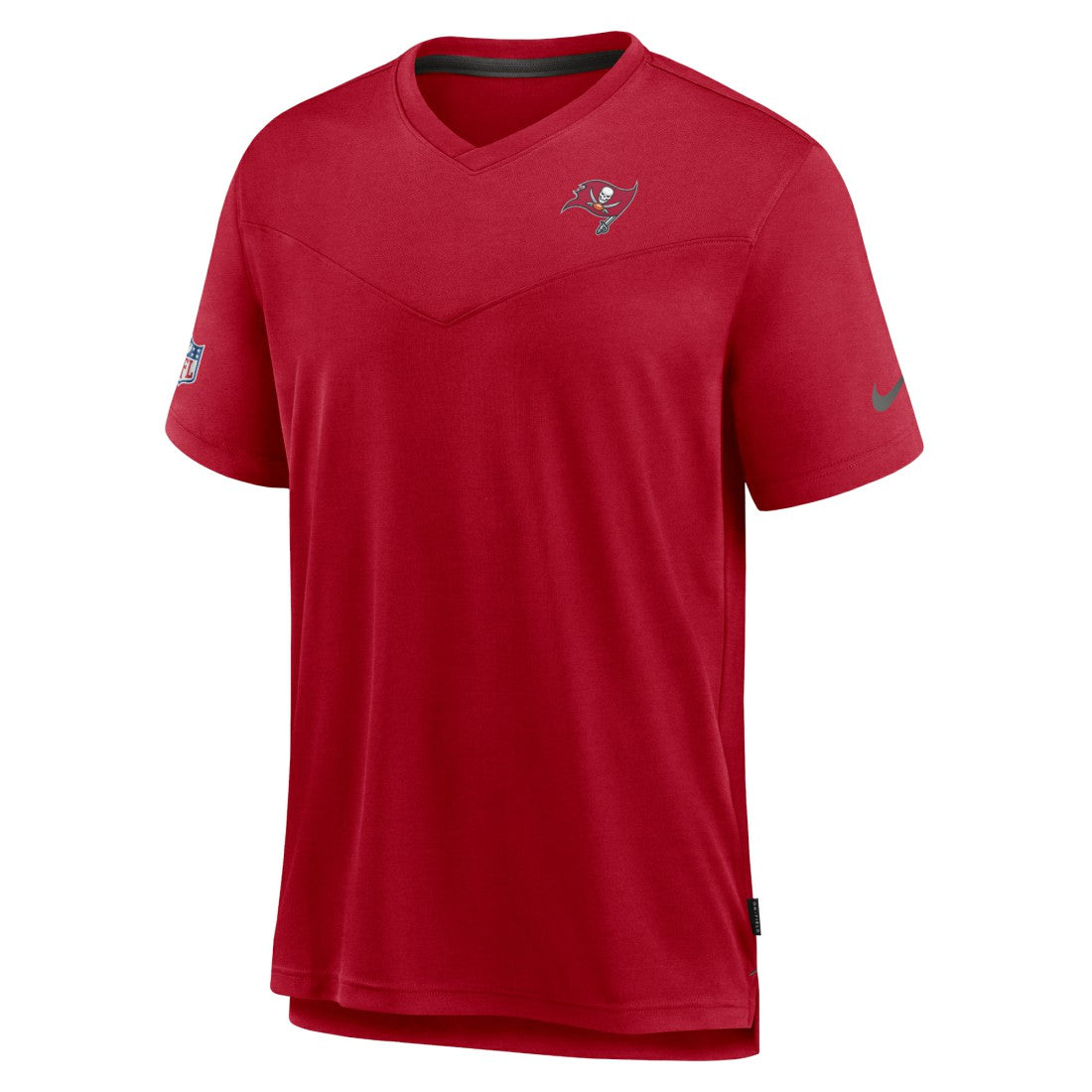Tampa Bay Buccaneers Sideline Coach Chevron Lock Up Logo V-Neck Performance T-Shirt Red