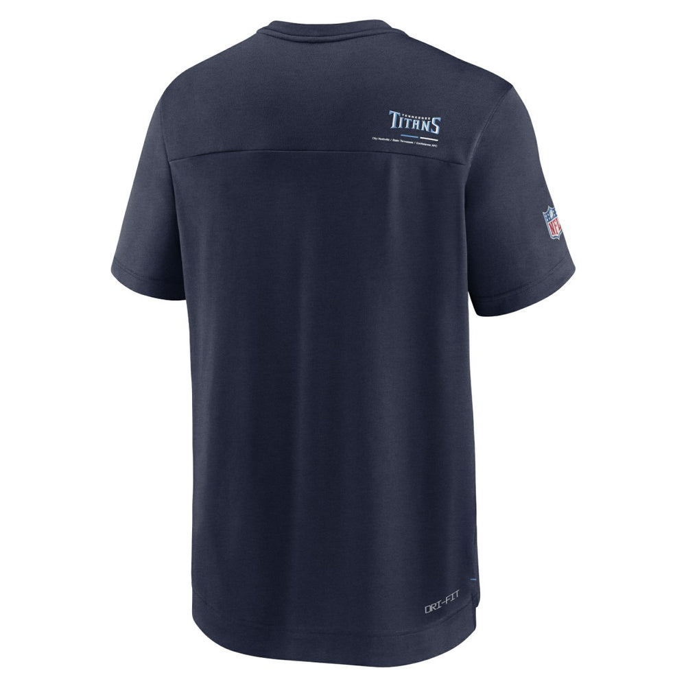 Tennessee Titans Sideline Coach Chevron Lock Up Logo V-Neck Performance T-Shirt Navy