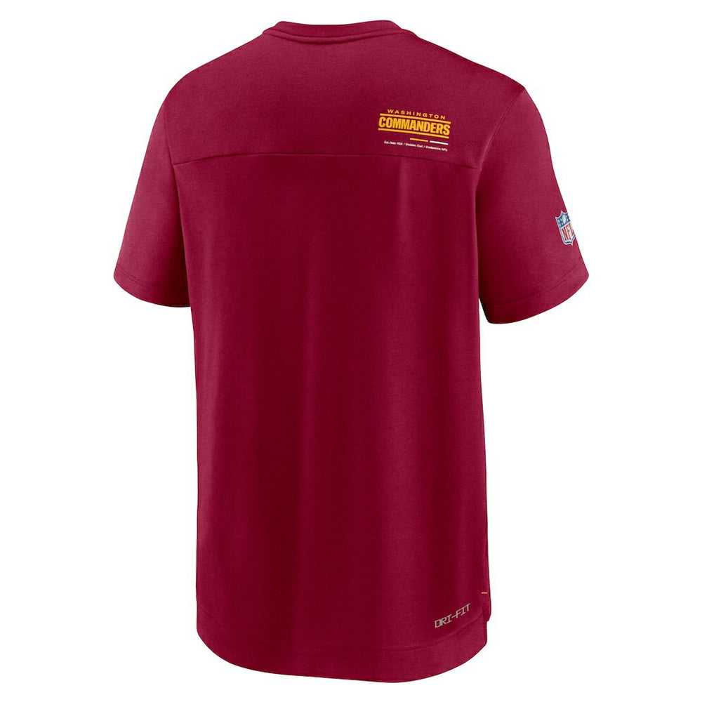 Washington Commanders Sideline Coach Chevron Lock Up Logo V-Neck Performance T-Shirt Burgundy