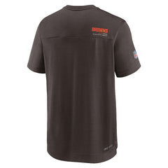 Cleveland Browns Sideline Coach Chevron Lock Up Logo V-Neck Performance T-Shirt Brown