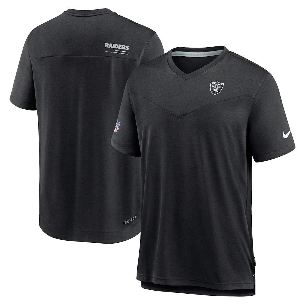 Las Vegas Raiders Sideline Coach Chevron Lock Up Logo V-Neck Performance T-Shirt Black