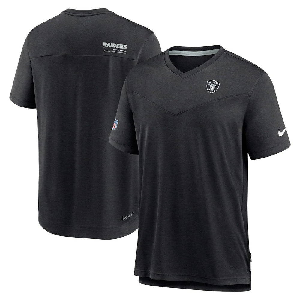 Las Vegas Raiders Sideline Coach Chevron Lock Up Logo V-Neck Performance T-Shirt Black
