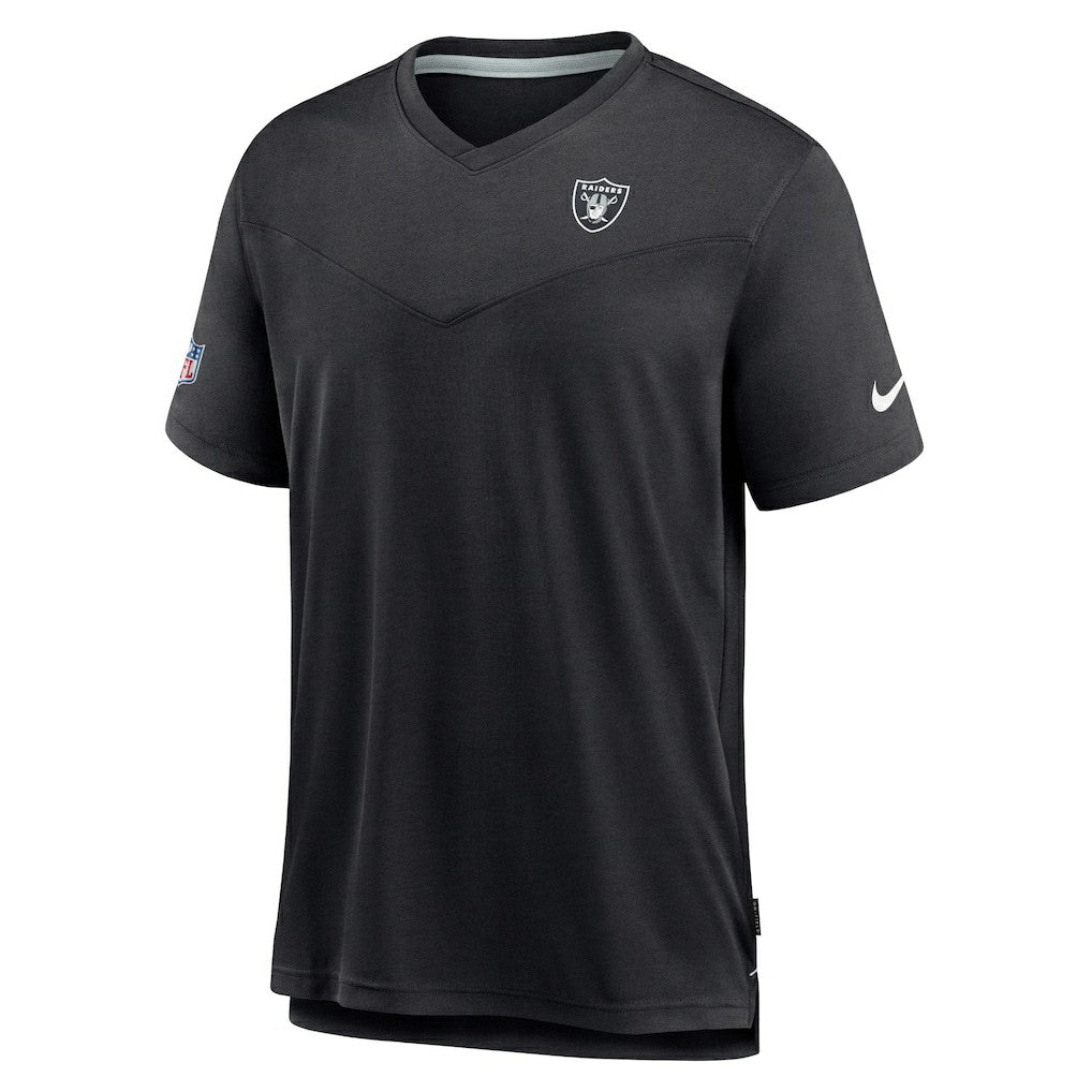 Las Vegas Raiders Sideline Coach Chevron Lock Up Logo V-Neck Performance T-Shirt Black