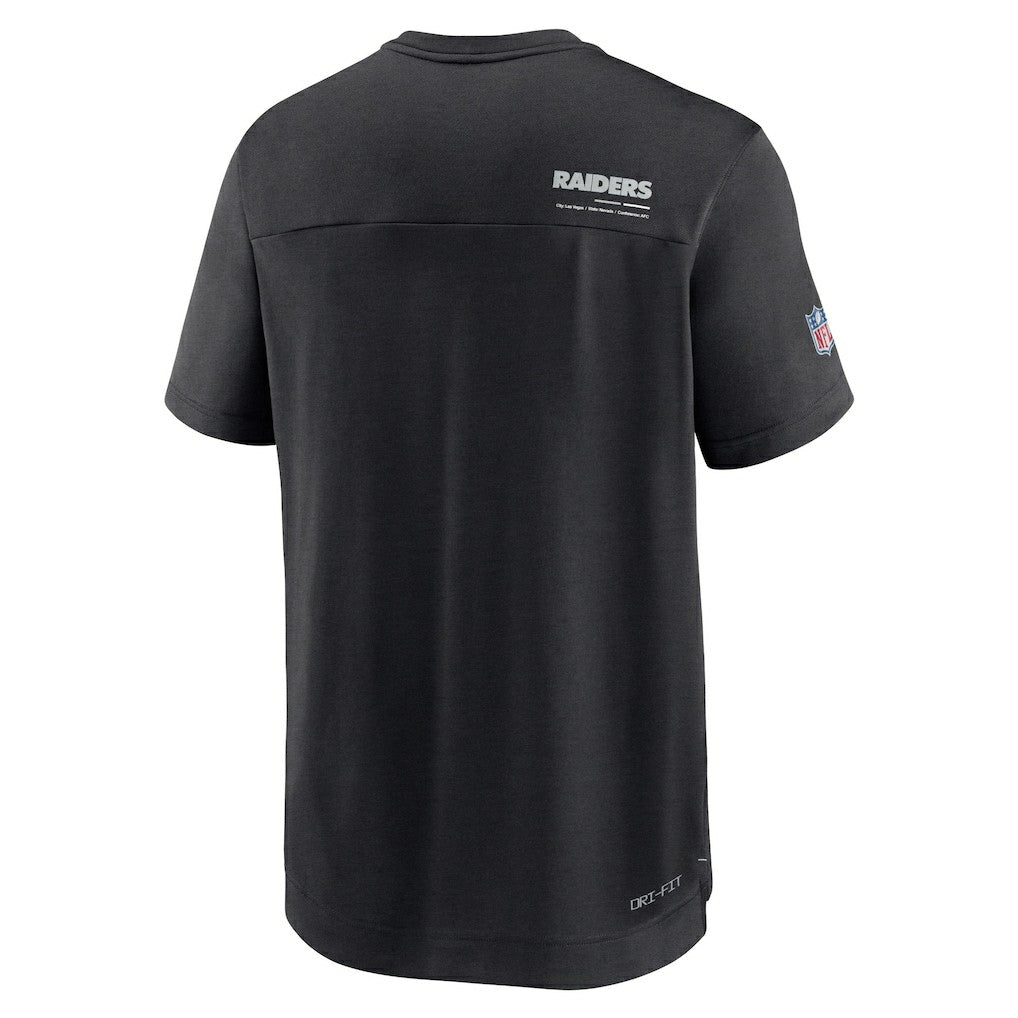 Las Vegas Raiders Sideline Coach Chevron Lock Up Logo V-Neck Performance T-Shirt Black