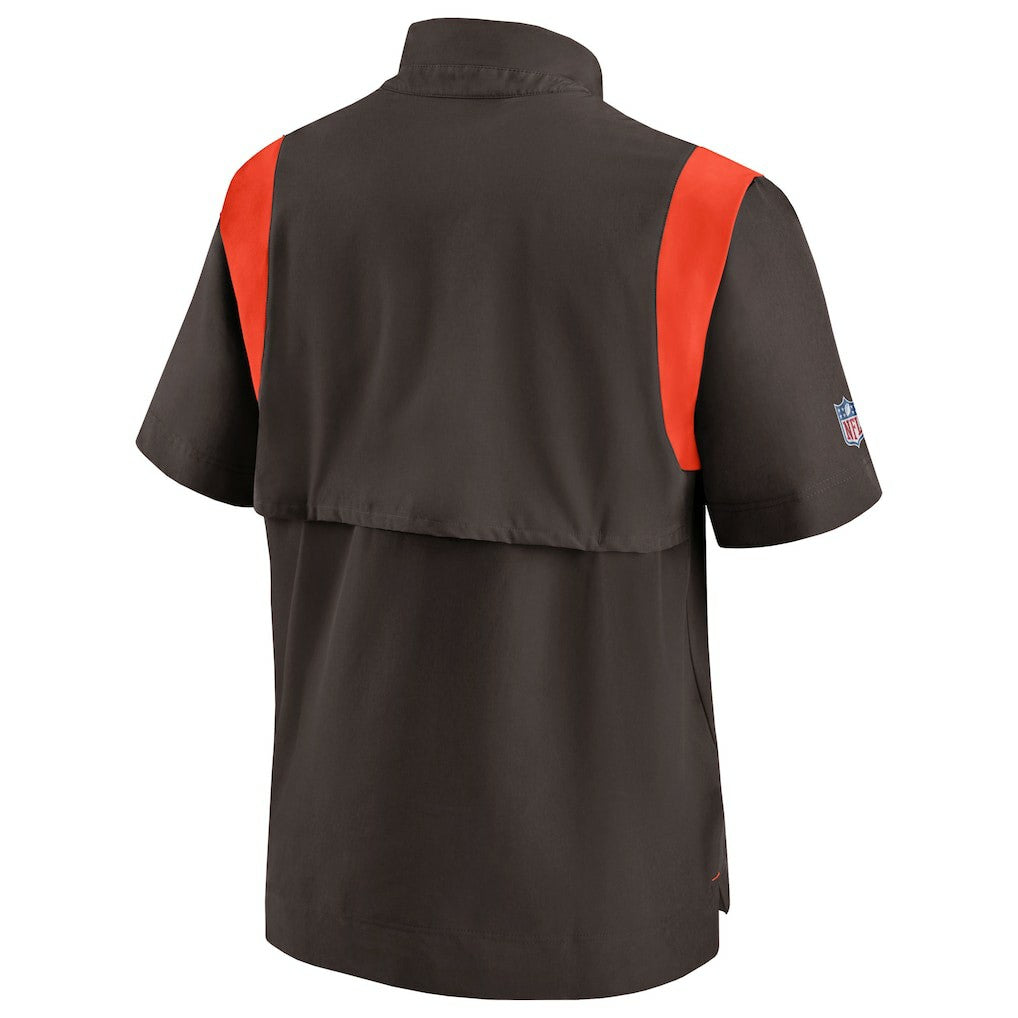 Cleveland Browns Sideline Coaches Chevron Lockup Pullover Top Brown