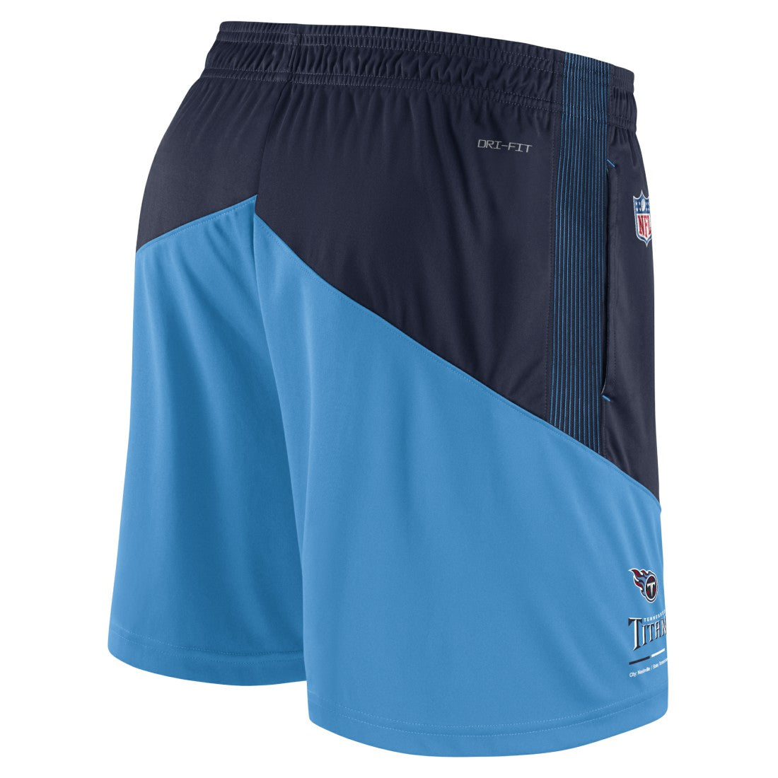 Tennessee Titans Sideline Primary Lockup Performance Shorts Navy/Light Blue