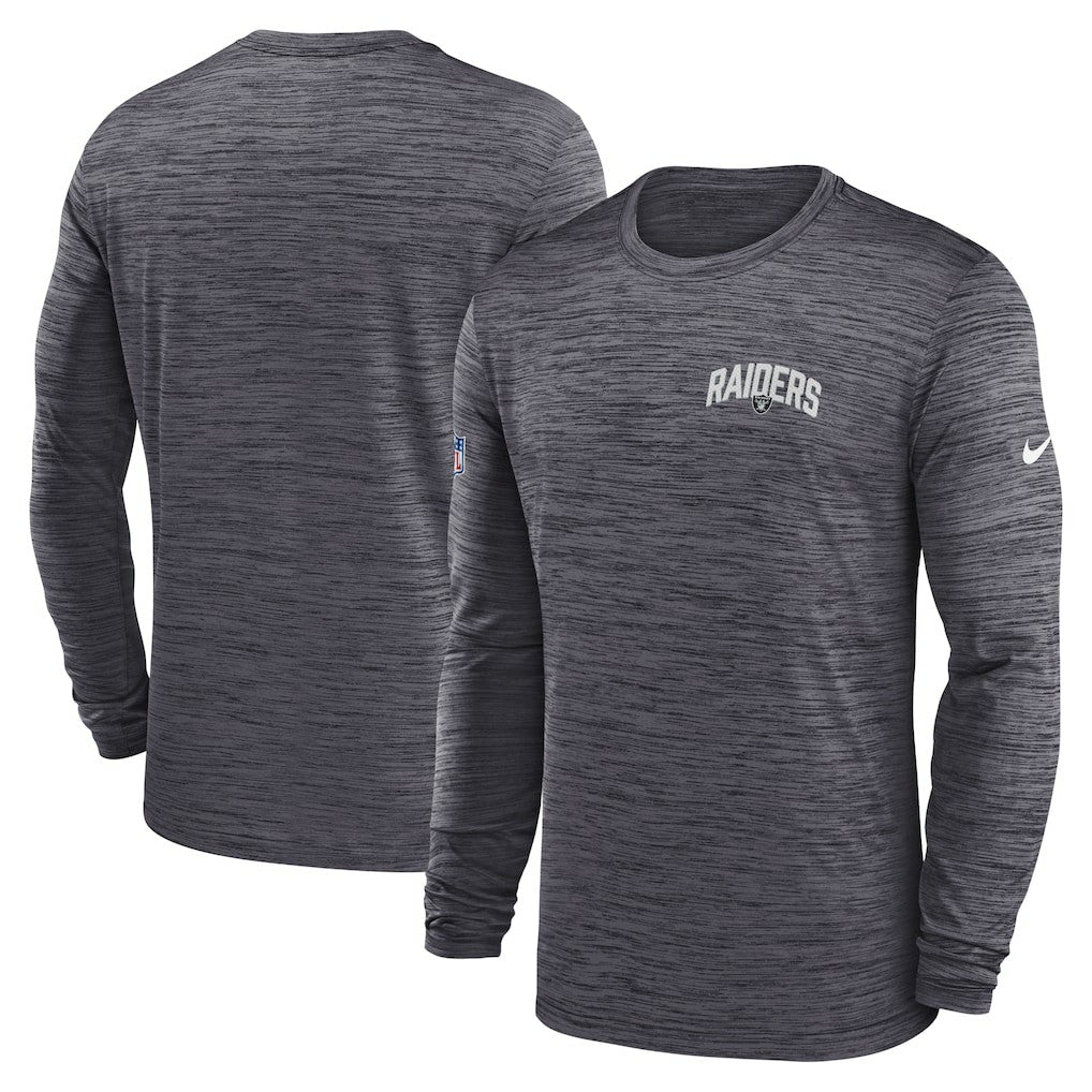 Las Vegas Raiders Sideline Velocity Athletic Stack Performance Long Sleeve T-Shirt Charcoal