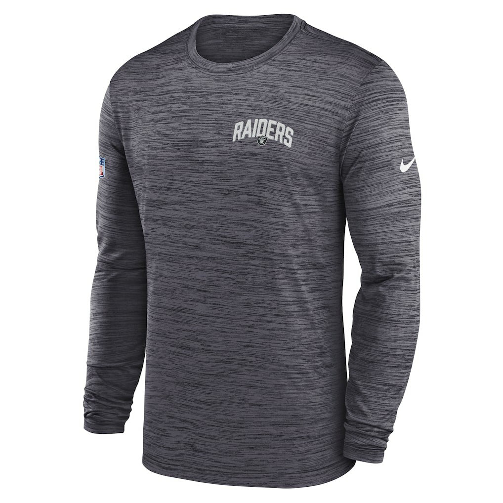 Las Vegas Raiders Sideline Velocity Athletic Stack Performance Long Sleeve T-Shirt Charcoal