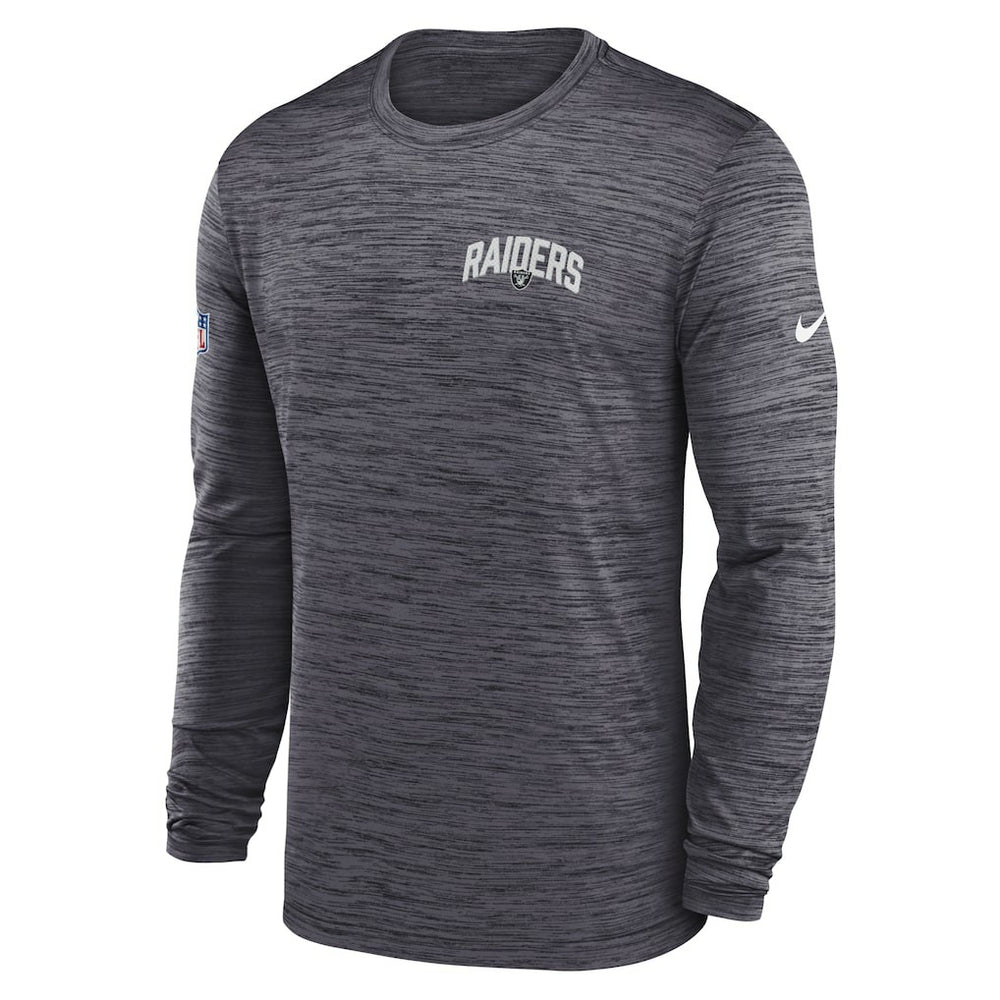 Las Vegas Raiders Sideline Velocity Athletic Stack Performance Long Sleeve T-Shirt Charcoal