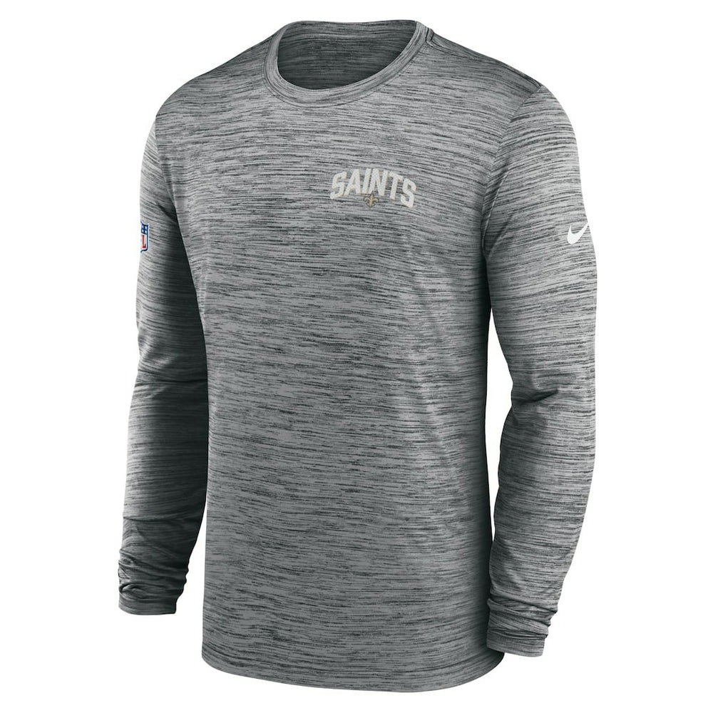 New Orleans Saints Sideline Velocity Athletic Stack Performance Long Sleeve T-Shirt Gray