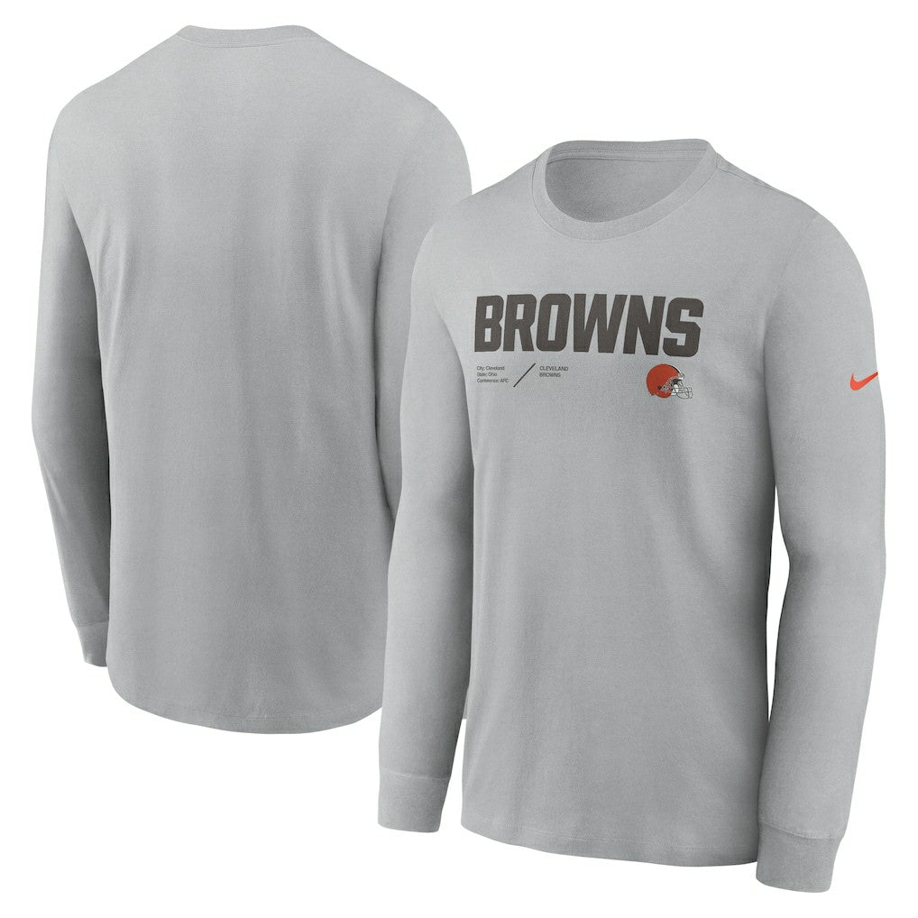 Cleveland Browns Sideline Infograph Lock Up Performance Long Sleeve T-Shirt Silver
