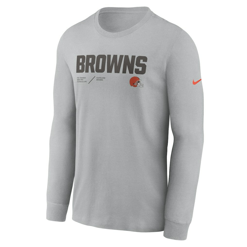 Cleveland Browns Sideline Infograph Lock Up Performance Long Sleeve T-Shirt Silver