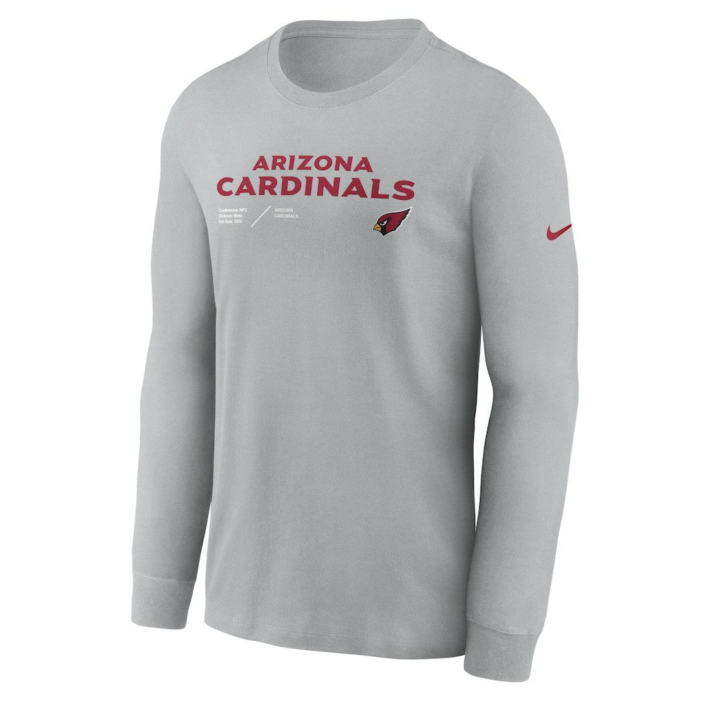 Arizona Cardinals Sideline Infograph Lock Up Performance Long Sleeve T-Shirt Gray