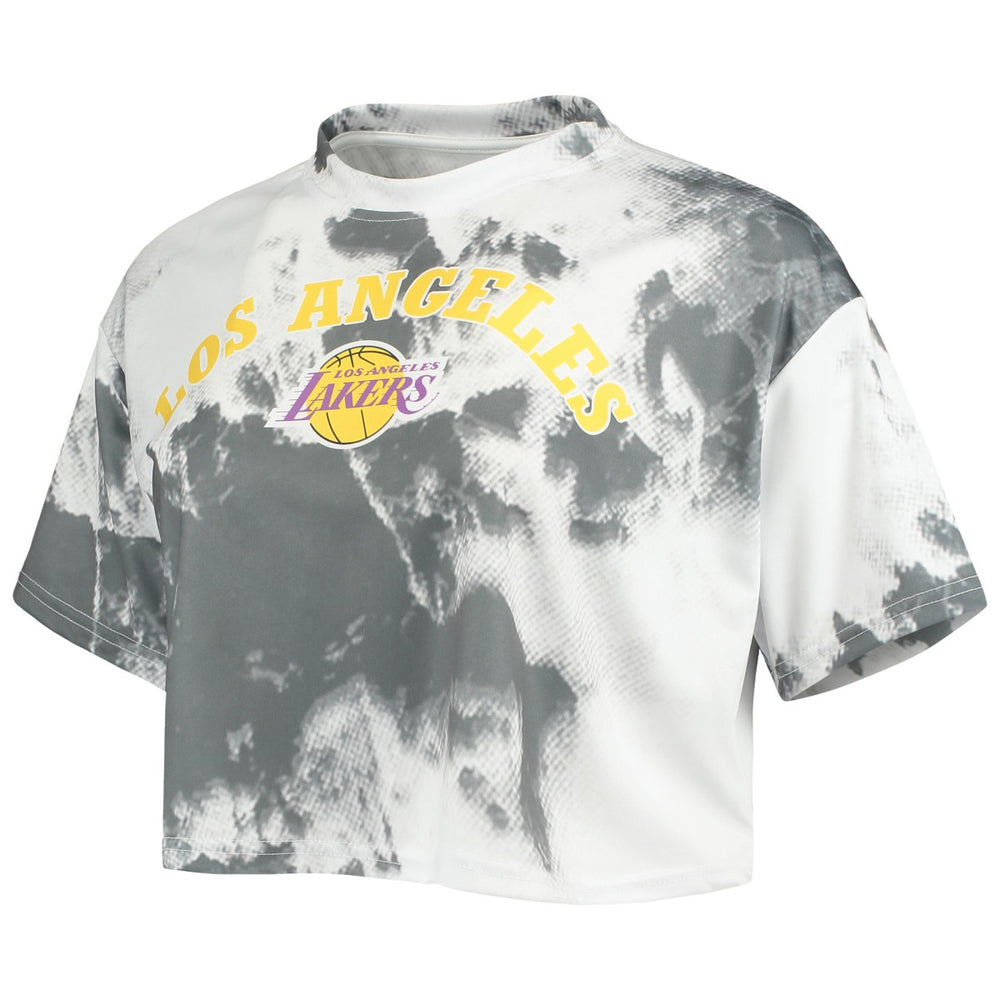 Los Angeles Lakers Women's Tie-Dye Crop Top & Shorts Set White/Black