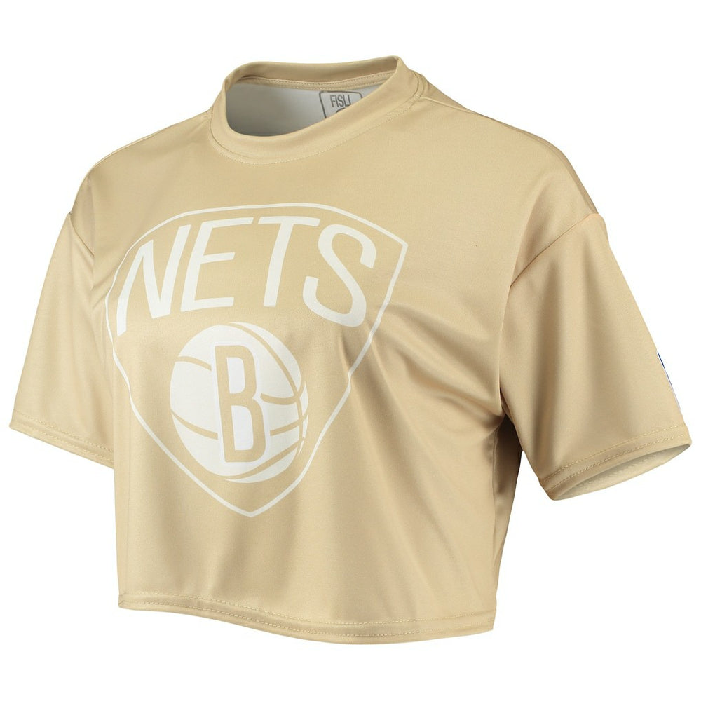 Brooklyn Nets Women's Tan Sand Crop Top