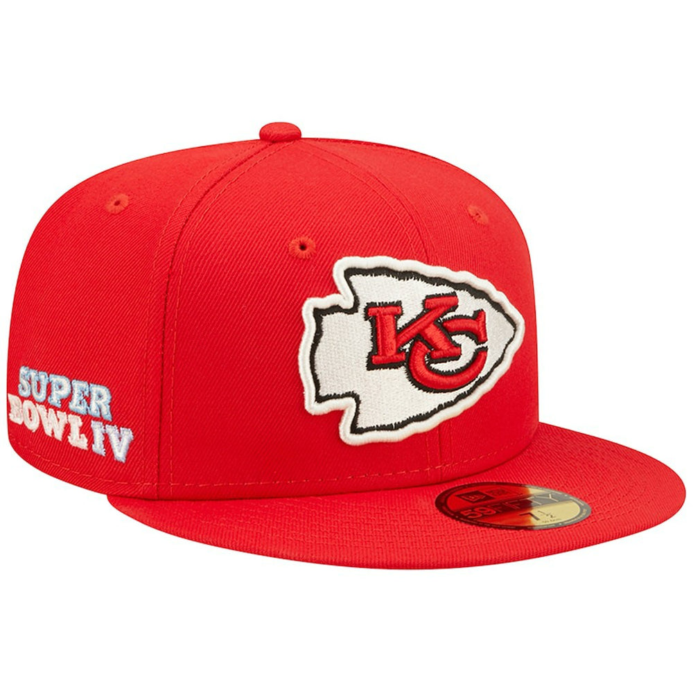 Kansas City Chiefs New Era Super Bowl IV Pop Sweat 59FIFTY Fitted Hat Red