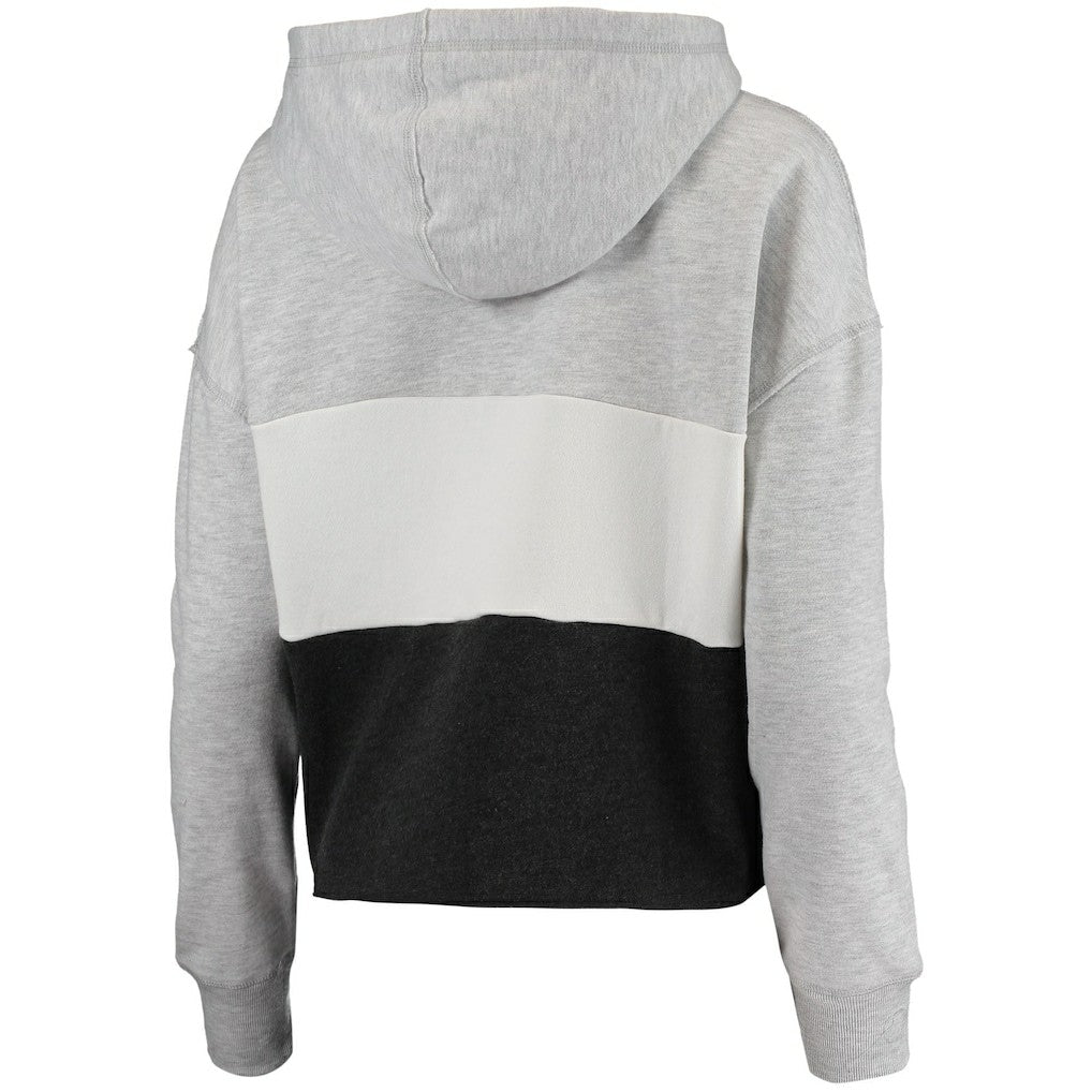 Brooklyn Nets '47 Women's Lizzy Cutoff Pullover Hoodie Heathered Gray/Heathered Black