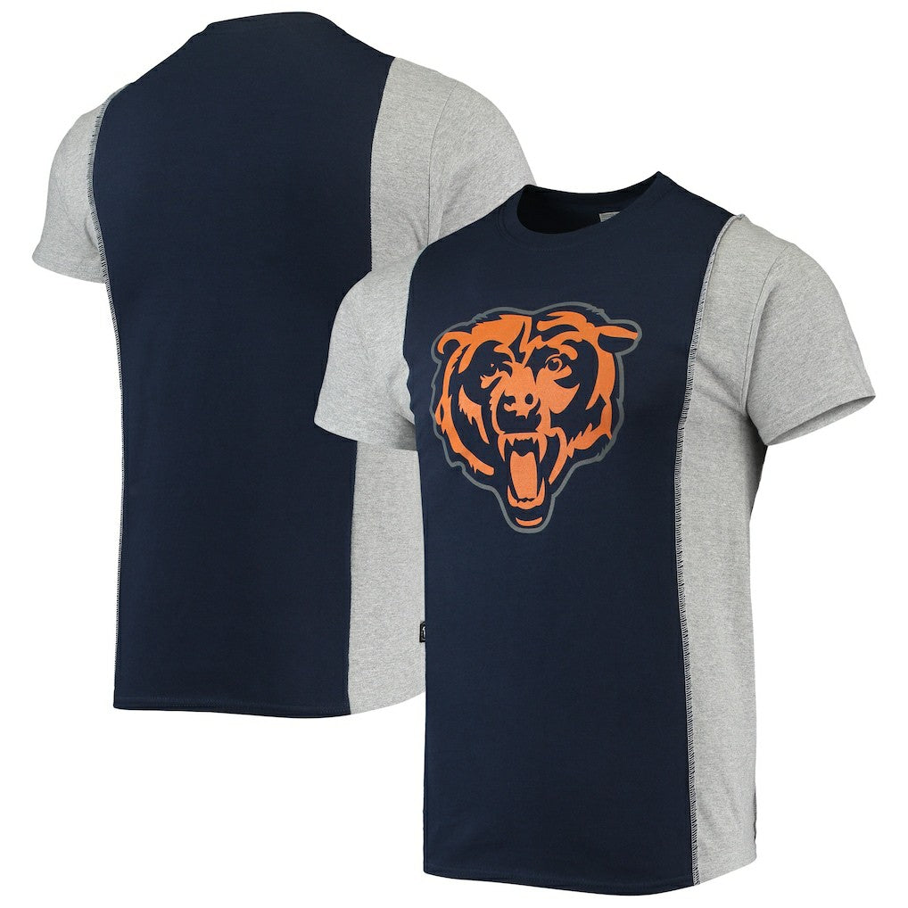 Chicago Bears Refried Apparel Sustainable Split T-Shirt Navy/Heathered Gray