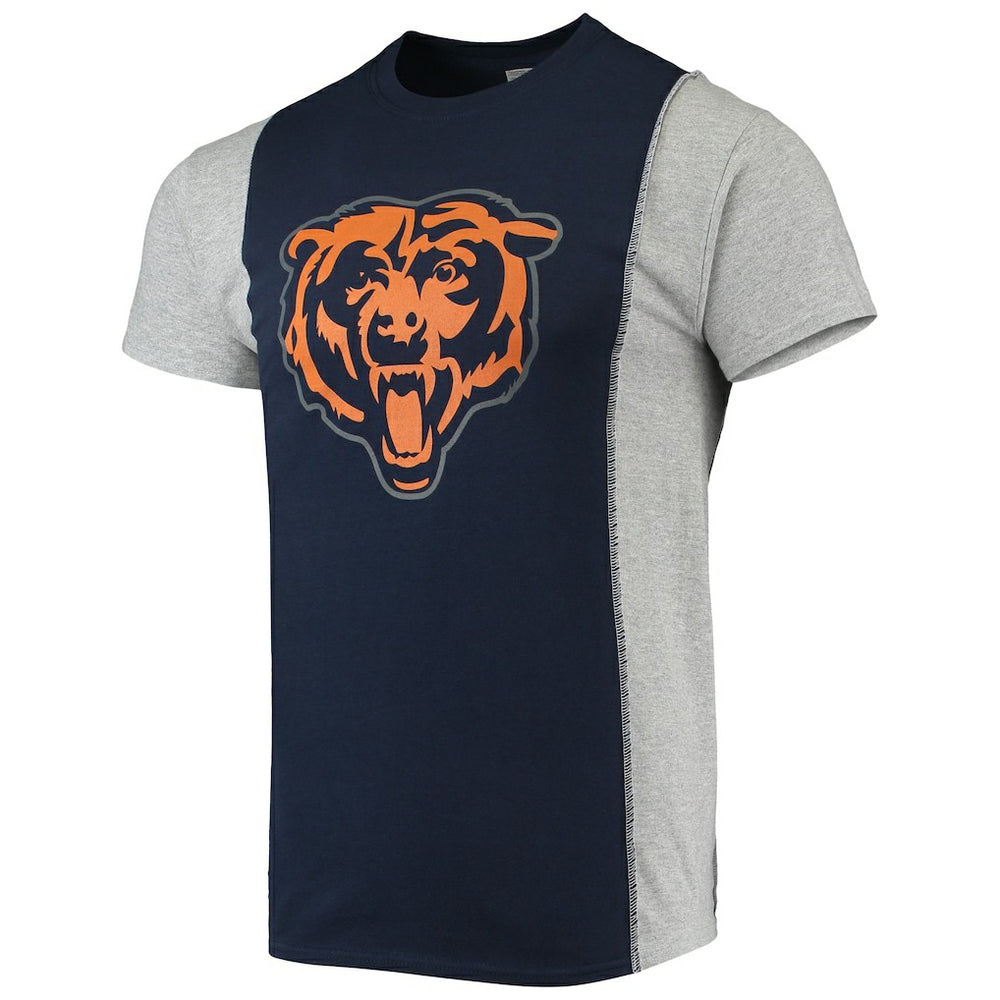 Chicago Bears Refried Apparel Sustainable Split T-Shirt Navy/Heathered Gray