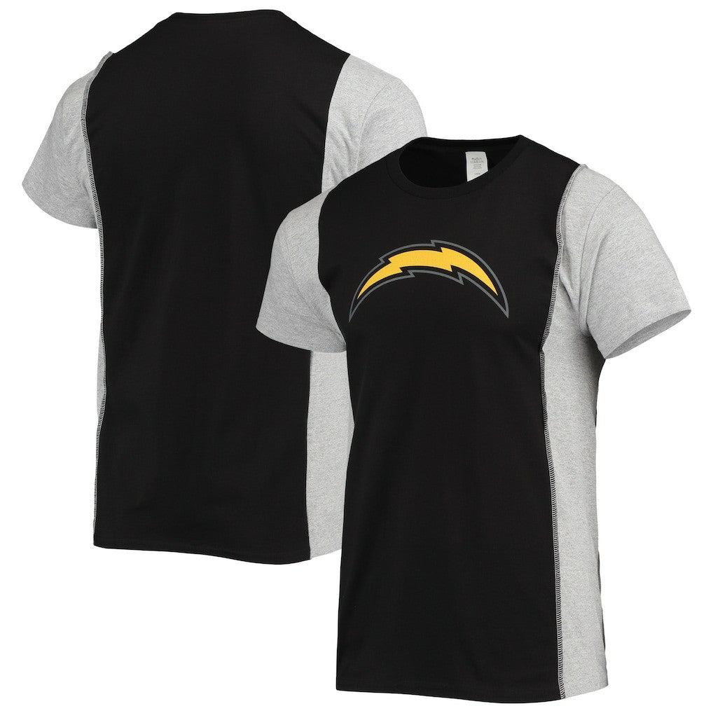 Los Angeles Chargers Refried Apparel Sustainable Split T-Shirt Black/Heathered Gray