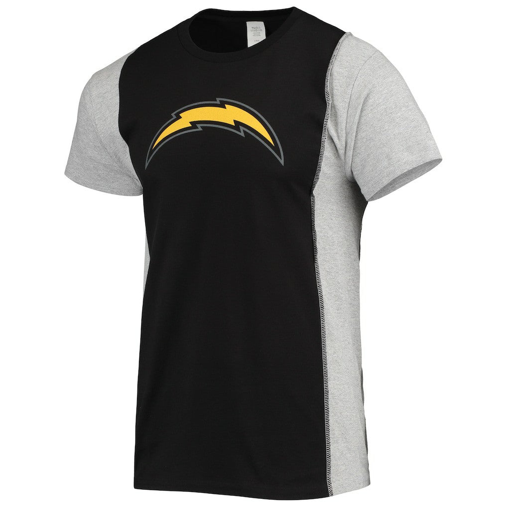 Los Angeles Chargers Refried Apparel Sustainable Split T-Shirt Black/Heathered Gray