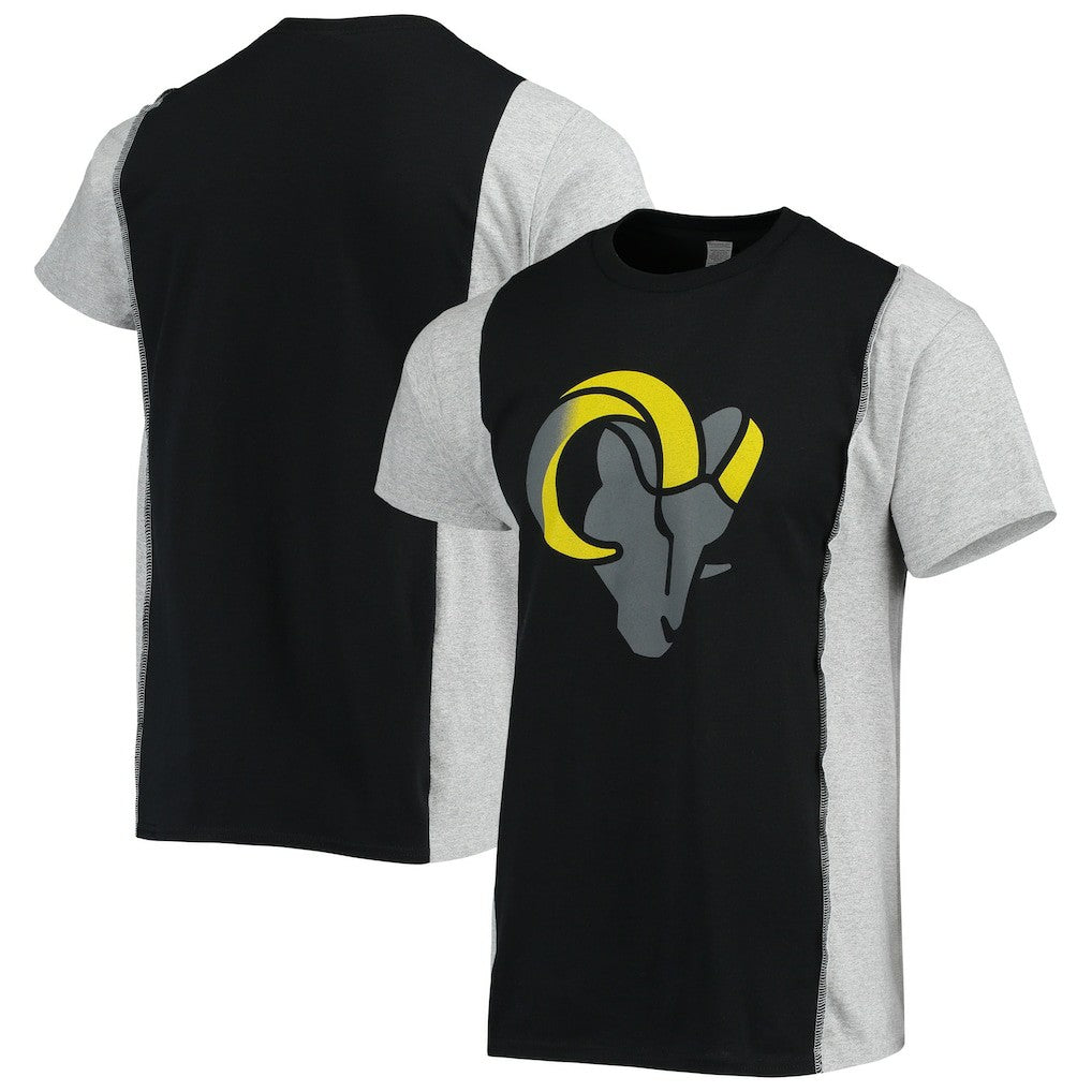 Los Angeles Rams Refried Apparel Sustainable Split T-Shirt Black/Heathered Gray