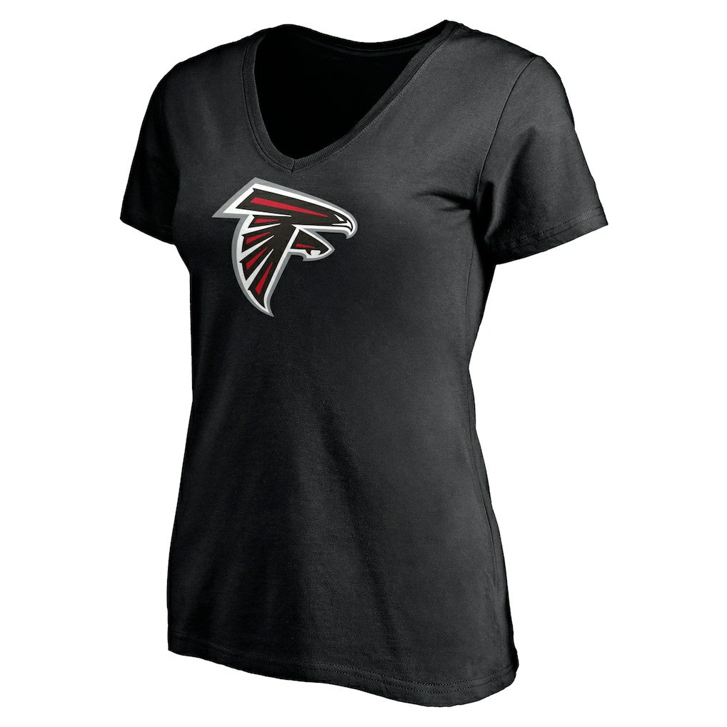 Kyle Pitts Atlanta Falcons Women's Player Icon Name & Number V-Neck T-Shirt Black