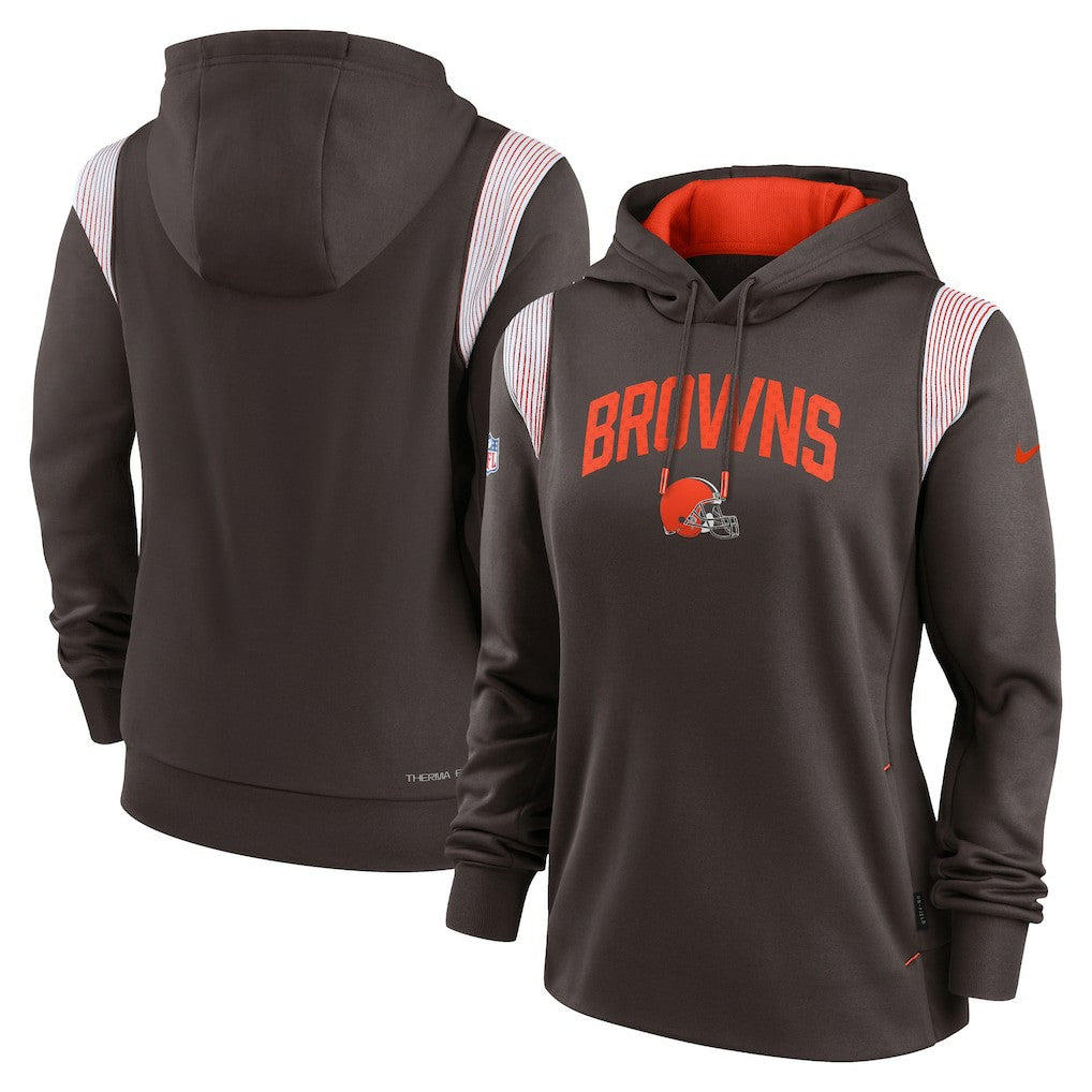 Cleveland Browns Women's Sideline Stack Performance Pullover Hoodie Brown