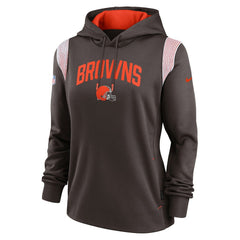 Cleveland Browns Women's Sideline Stack Performance Pullover Hoodie Brown
