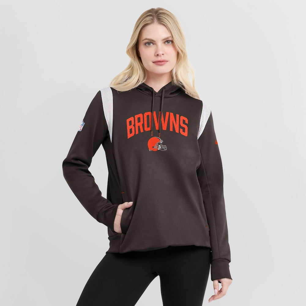 Cleveland Browns Women's Sideline Stack Performance Pullover Hoodie Brown