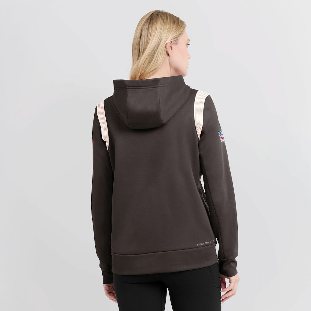 Cleveland Browns Women's Sideline Stack Performance Pullover Hoodie Brown