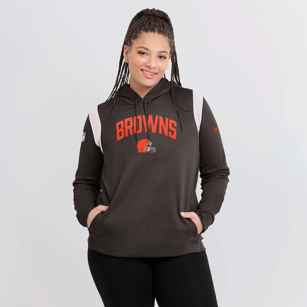 Cleveland Browns Women's Sideline Stack Performance Pullover Hoodie Brown