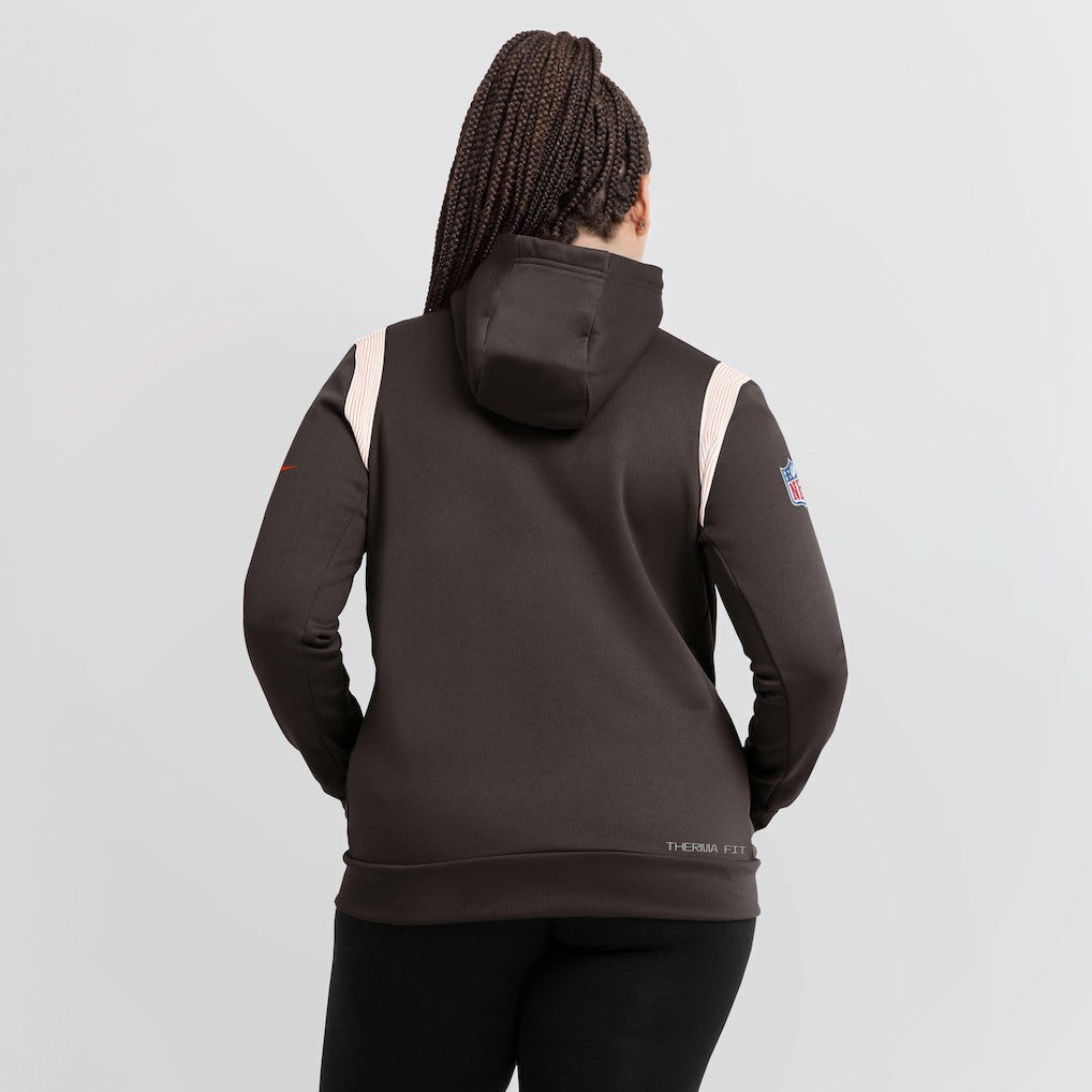 Cleveland Browns Women's Sideline Stack Performance Pullover Hoodie Brown