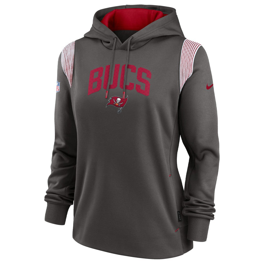 Tampa Bay Buccaneers Women's Sideline Stack Performance Pullover Hoodie Pewter