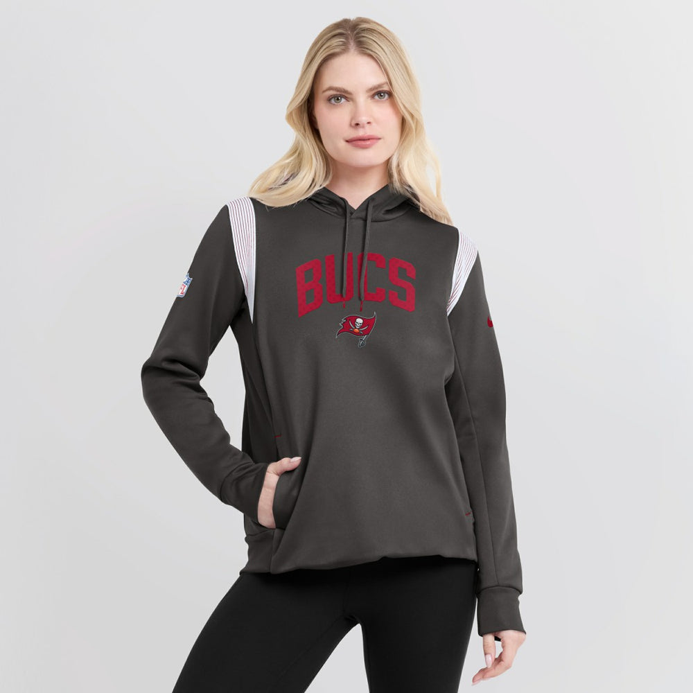 Tampa Bay Buccaneers Women's Sideline Stack Performance Pullover Hoodie Pewter