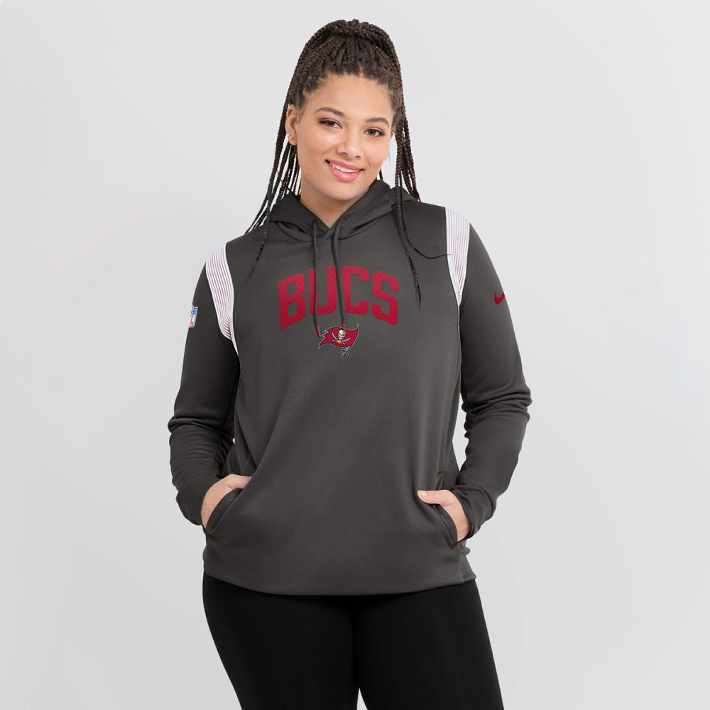 Tampa Bay Buccaneers Women's Sideline Stack Performance Pullover Hoodie Pewter