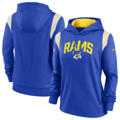 Los Angeles Rams Women's Sideline Stack Performance Pullover Hoodie Royal