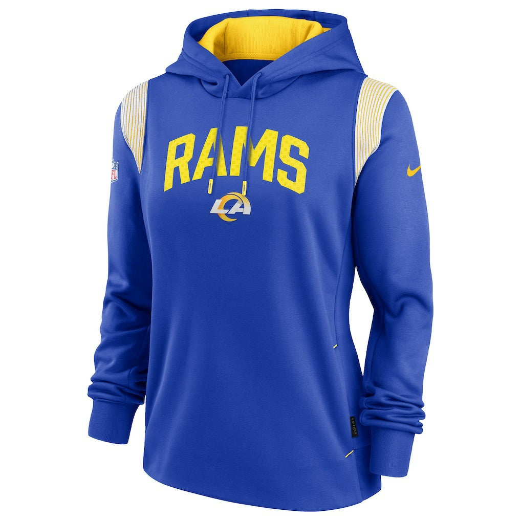 Los Angeles Rams Women's Sideline Stack Performance Pullover Hoodie Royal