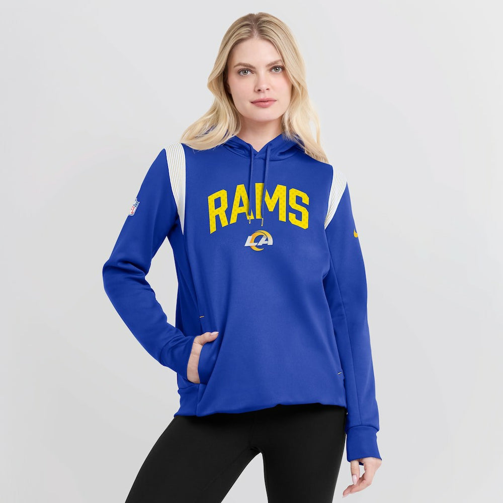 Los Angeles Rams Women's Sideline Stack Performance Pullover Hoodie Royal