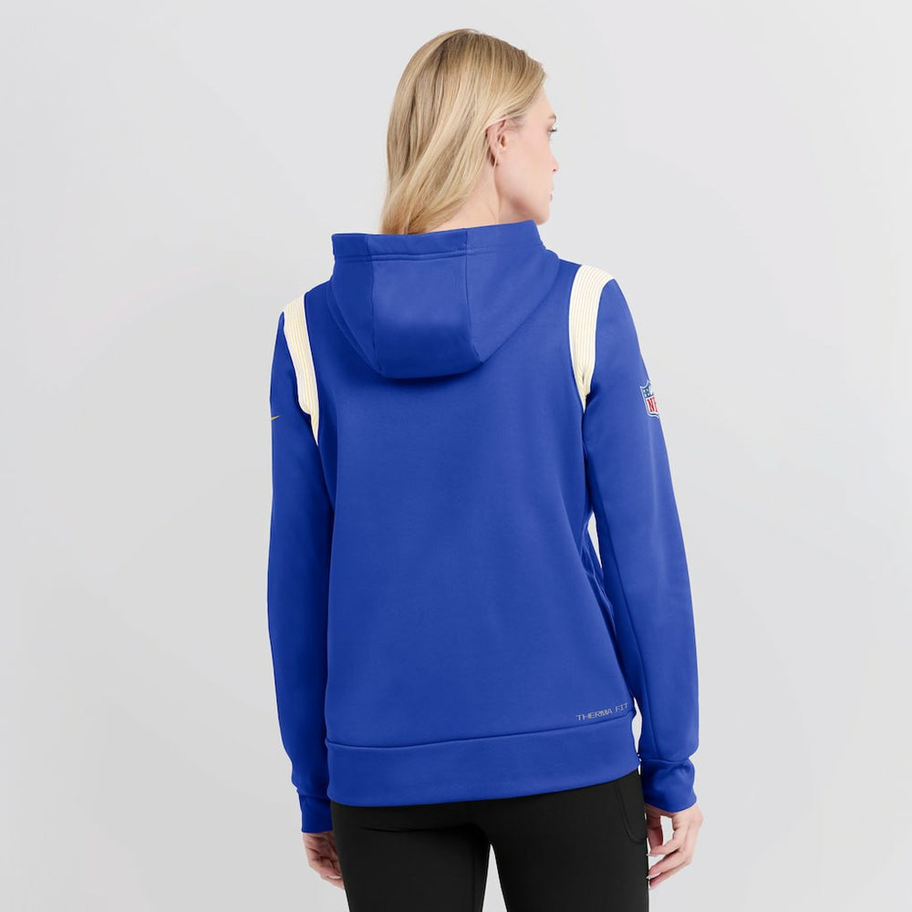 Los Angeles Rams Women's Sideline Stack Performance Pullover Hoodie Royal