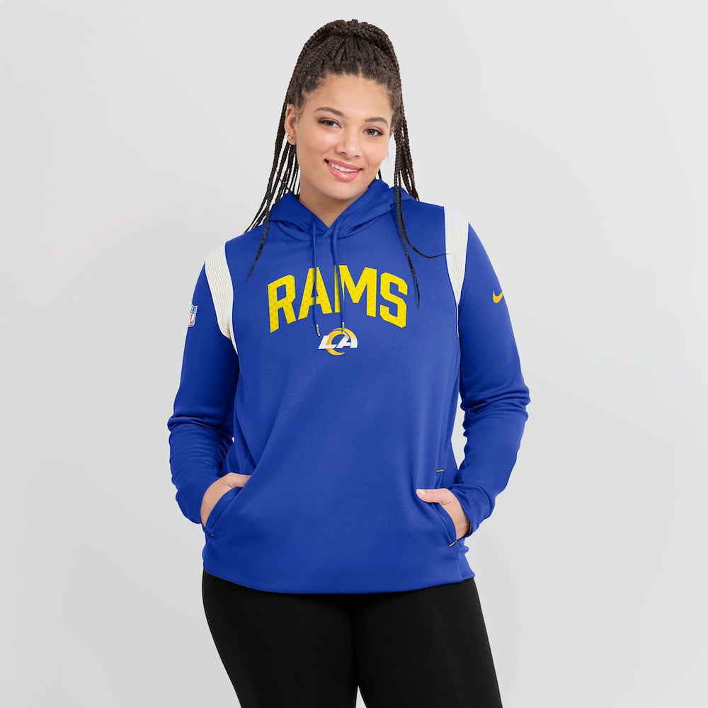 Los Angeles Rams Women's Sideline Stack Performance Pullover Hoodie Royal