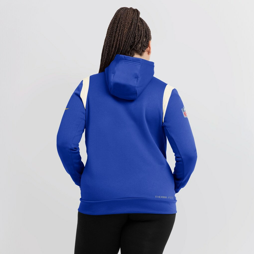 Los Angeles Rams Women's Sideline Stack Performance Pullover Hoodie Royal