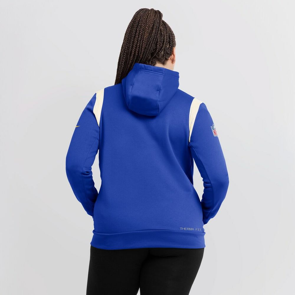 Los Angeles Rams Women's Sideline Stack Performance Pullover Hoodie Royal