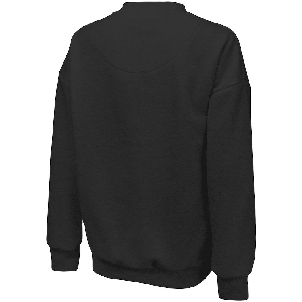 Brooklyn Nets Majestic Threads Women's Bank Shot Pullover Tri-Blend Sweatshirt Black